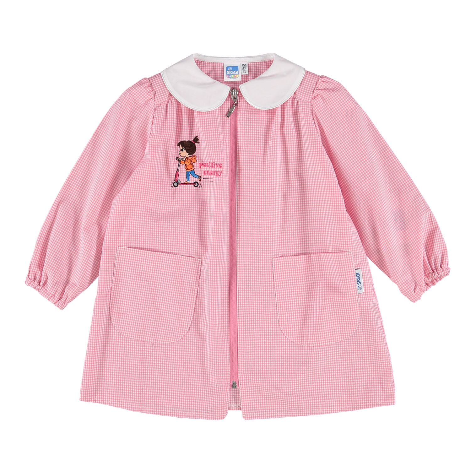 Grembiule Asilo Siggi Bambina 8 anni 128 cm tg.75 Arancione Quadretti