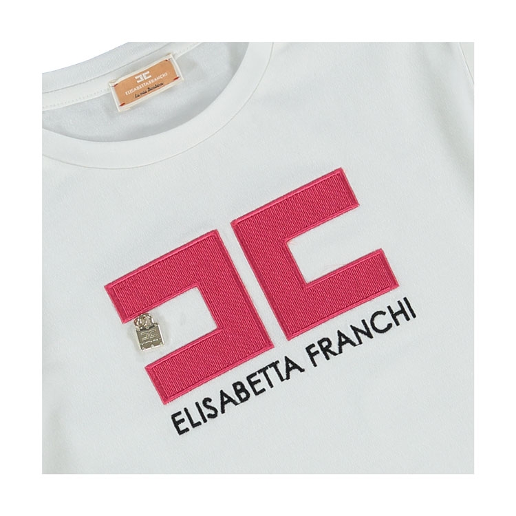 【25SS】 ELISABETTA FRANCHI アシンメトリー Tシャツ ELISABETTA FRANCHI T-Shirt Jersey Asimmetrica-Gesso | walcor-it