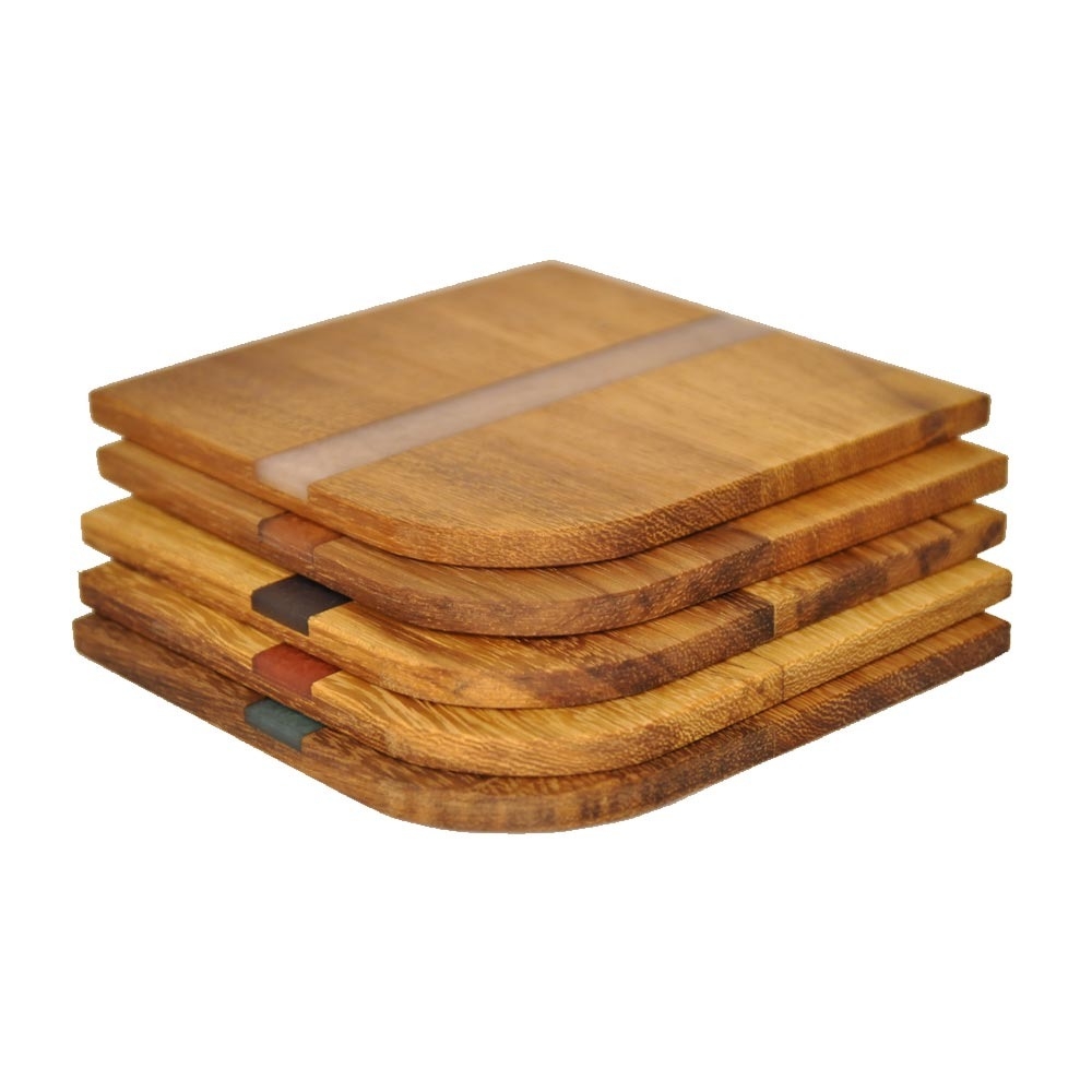 Sottobicchieri in Iroko e Resina | 6 PZ